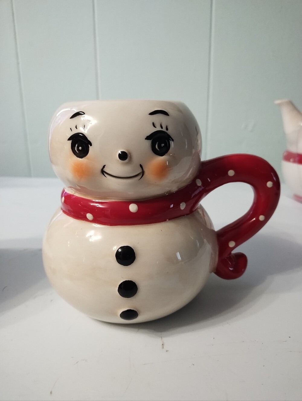 New Johanna Parker Carnival Cottage Snowman Ceramic Mug